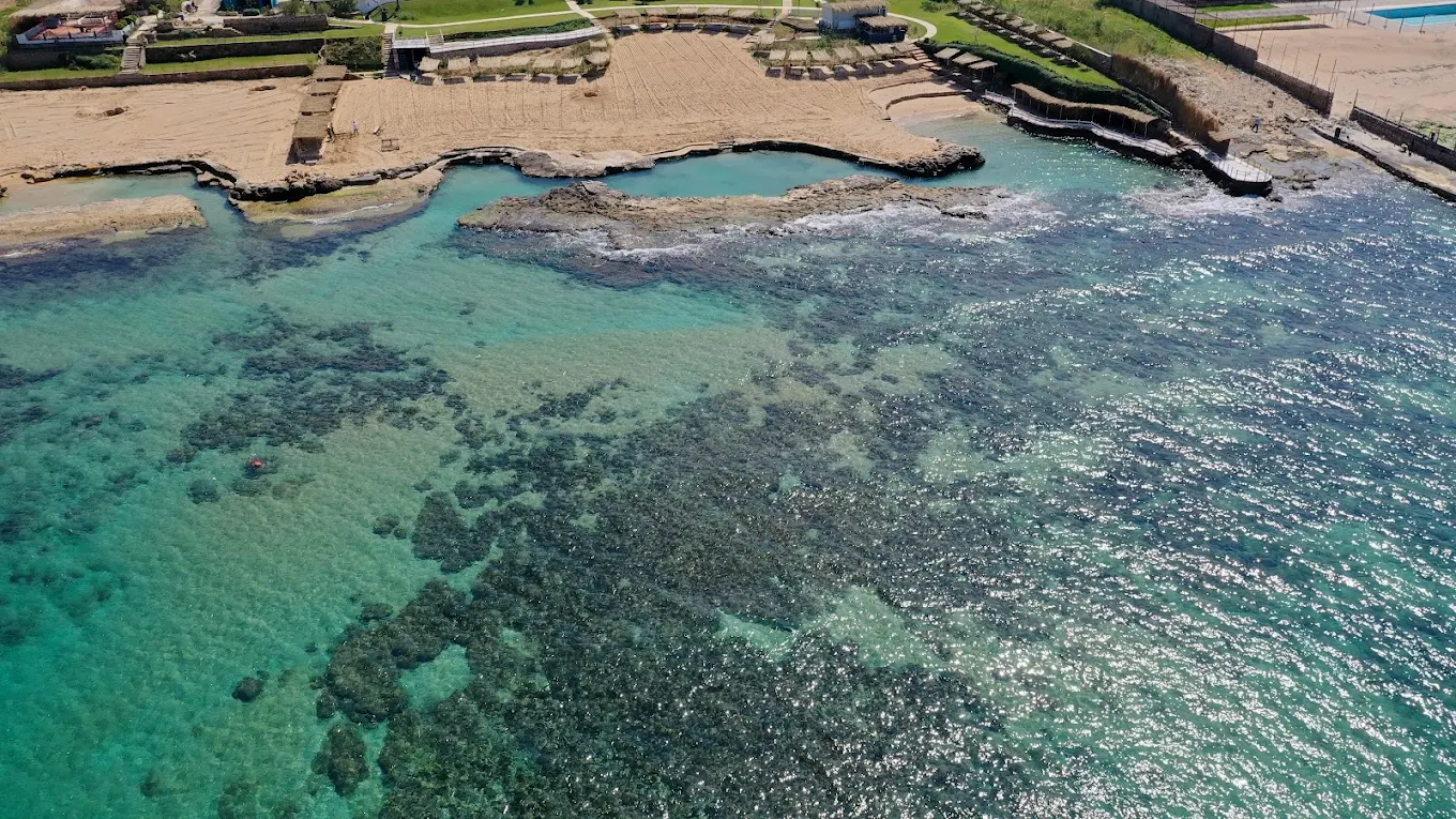 Aerial view of the Jiyeh coastline and crystal clear water